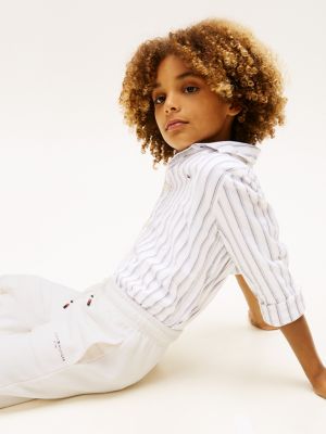 white brushed fleece logo joggers for kids gender inclusive tommy hilfiger