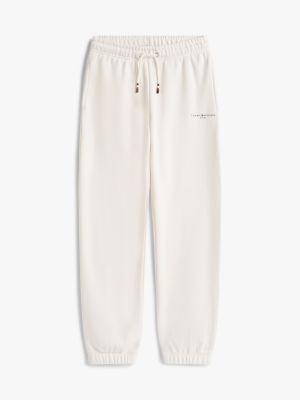 white brushed fleece logo joggers for kids gender inclusive tommy hilfiger