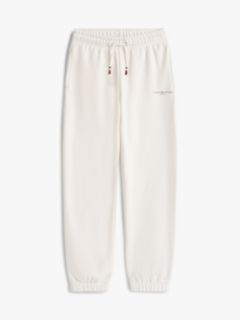 Brushed Fleece Logo Joggers — White 9