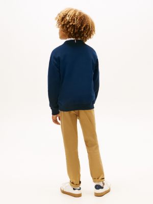felpa in tessuto felpato spazzolato con logo blu da gender-inclusive bambini tommy hilfiger