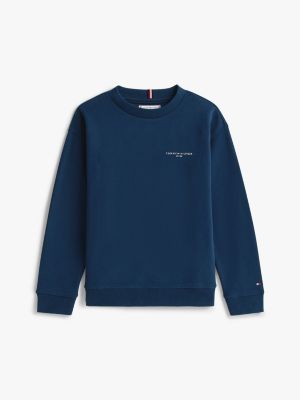 felpa in tessuto felpato spazzolato con logo blu da gender-inclusive bambini tommy hilfiger