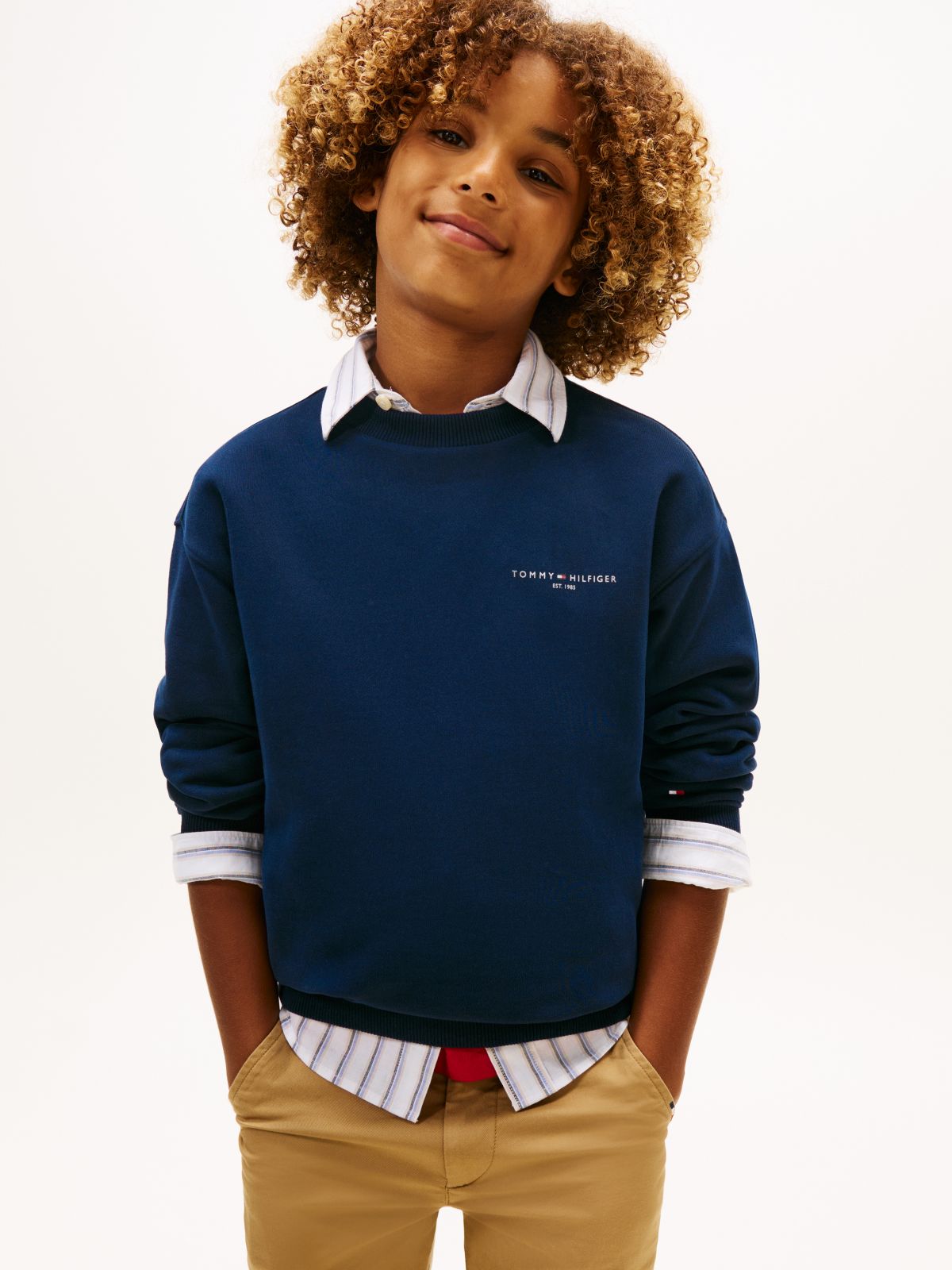 Brushed Fleece Logo Sweatshirt — Blue