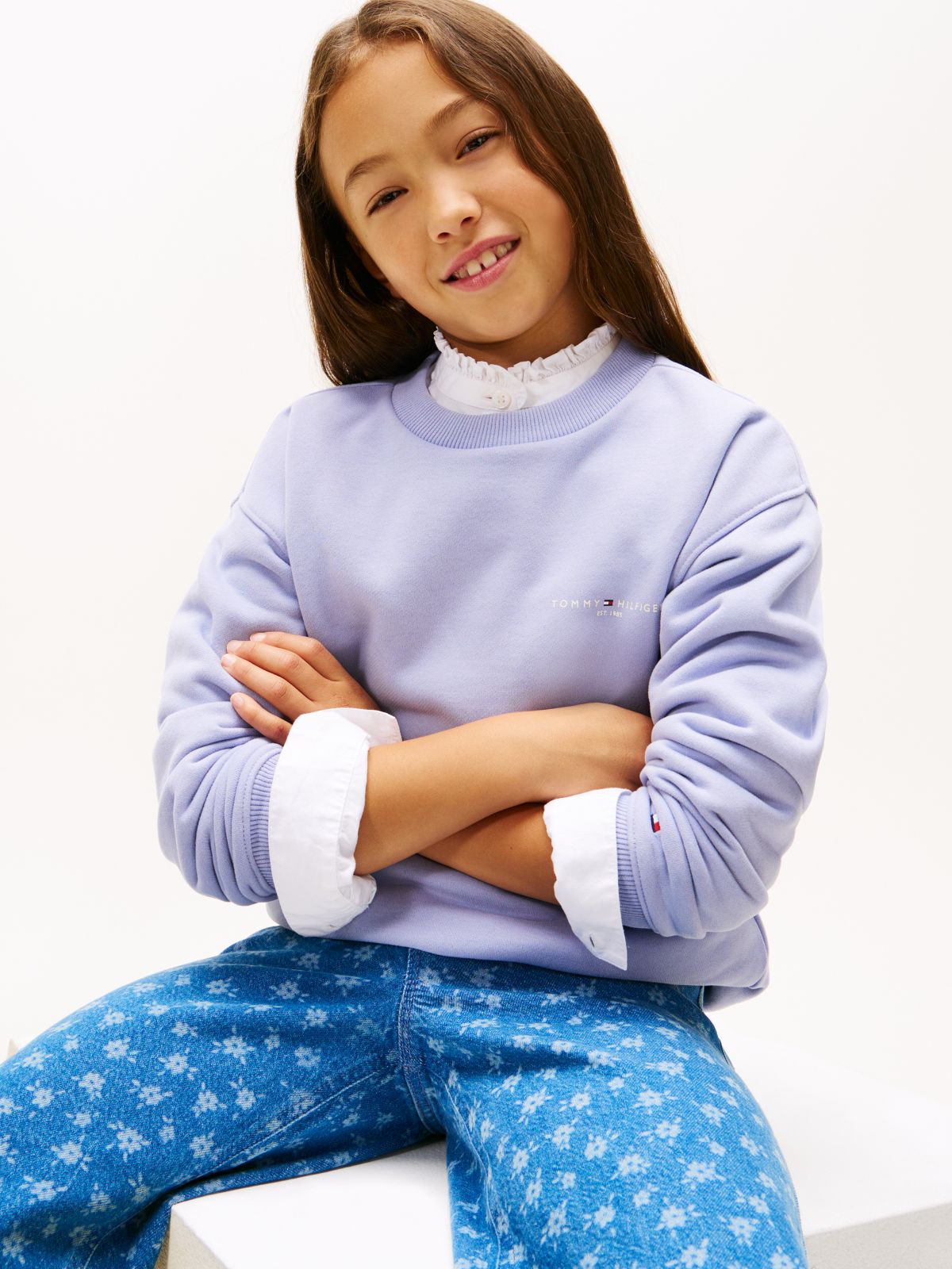 Brushed Fleece Logo Sweatshirt — Blue
