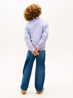blue brushed fleece logo sweatshirt for kids gender inclusive tommy hilfiger