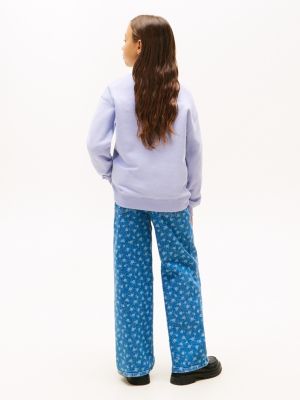 blue brushed fleece logo sweatshirt for kids gender inclusive tommy hilfiger