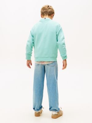 blau logo-sweatshirt aus gebürstetem fleece für gender-inclusive kinder - tommy hilfiger