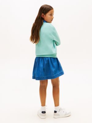 blau logo-sweatshirt aus gebürstetem fleece für gender-inclusive kinder - tommy hilfiger