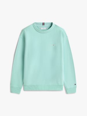 blau logo-sweatshirt aus gebürstetem fleece für gender-inclusive kinder - tommy hilfiger