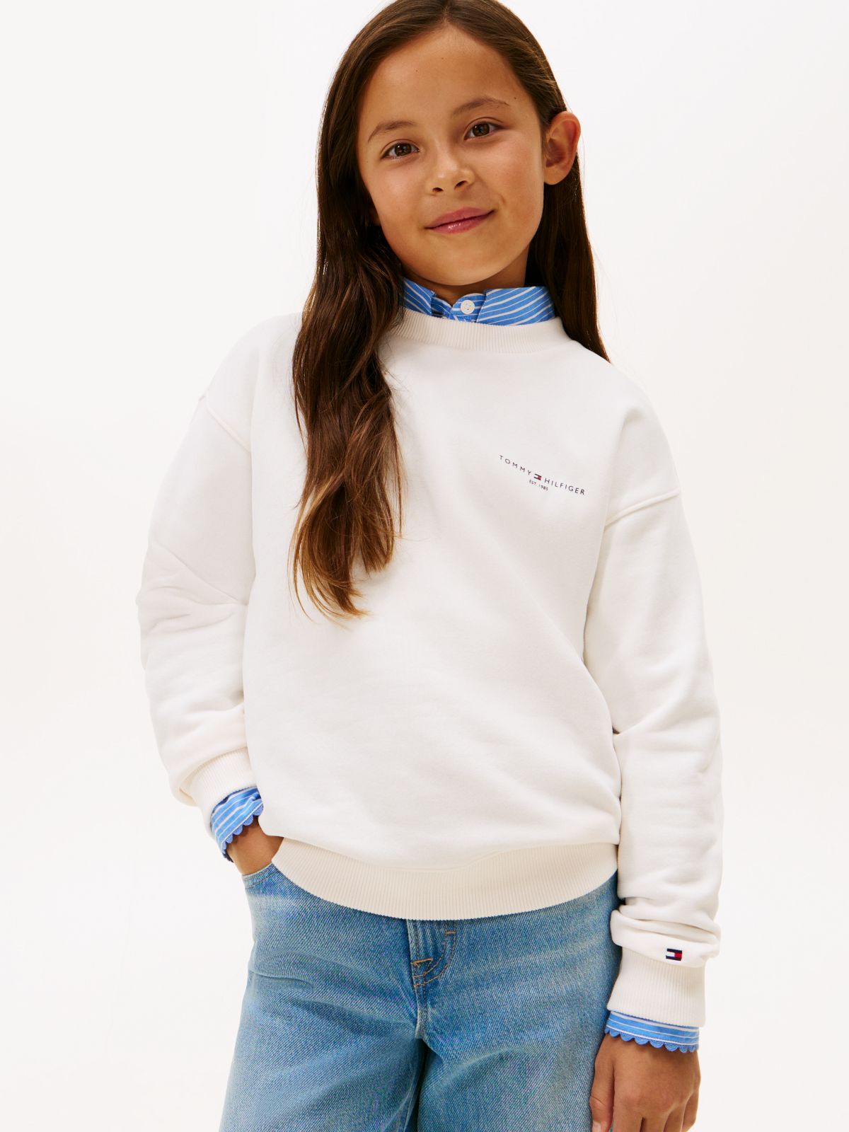 Brushed Fleece Logo Sweatshirt — White