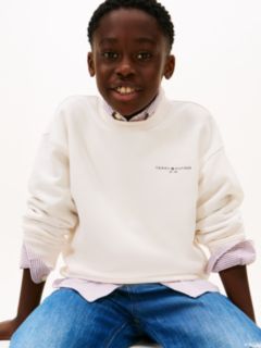 Brushed Fleece Logo Sweatshirt — White 3