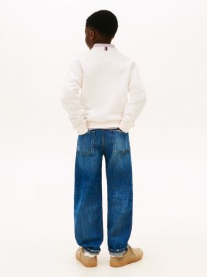 felpa in tessuto felpato spazzolato con logo bianco da gender-inclusive bambini tommy hilfiger