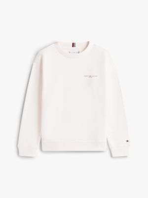 felpa in tessuto felpato spazzolato con logo bianco da gender-inclusive bambini tommy hilfiger