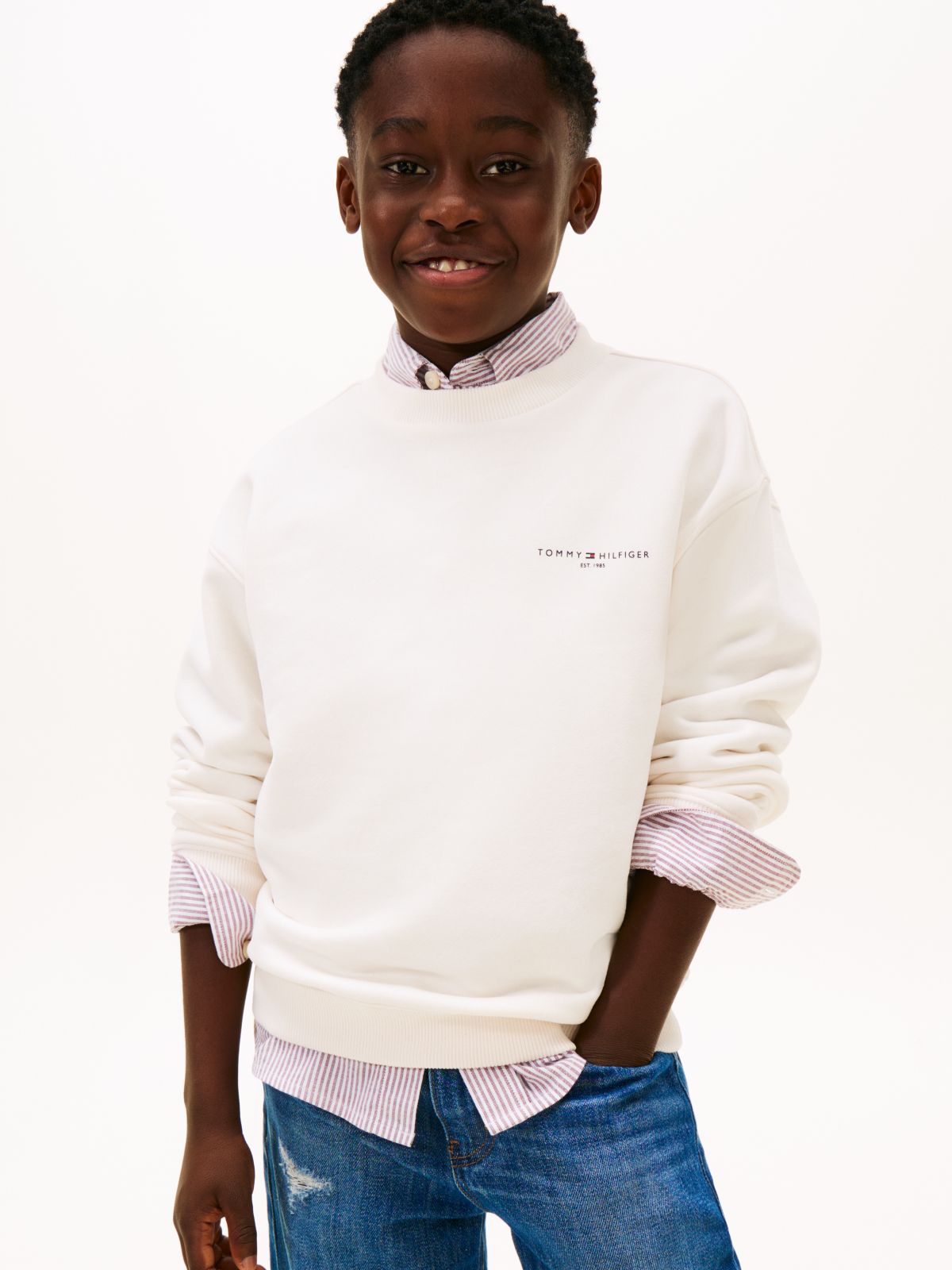 Brushed Fleece Logo Sweatshirt — White