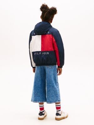 blau heritage relaxed fit jacke mit color block für gender-inclusive kinder - tommy hilfiger