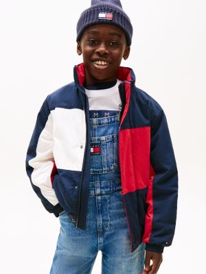 blue heritage relaxed fit colour-blocked jack voor kinderen gender inclusive - tommy hilfiger