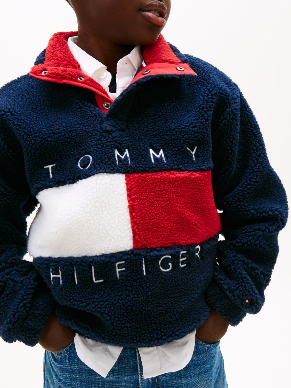 Heritage Flag Teddy Fleece Sweatshirt — Blue