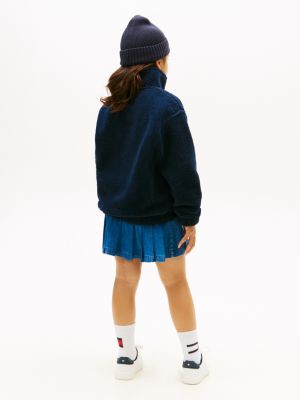 blau heritage sweatshirt aus teddy-fleece mit flag für gender-inclusive kinder - tommy hilfiger