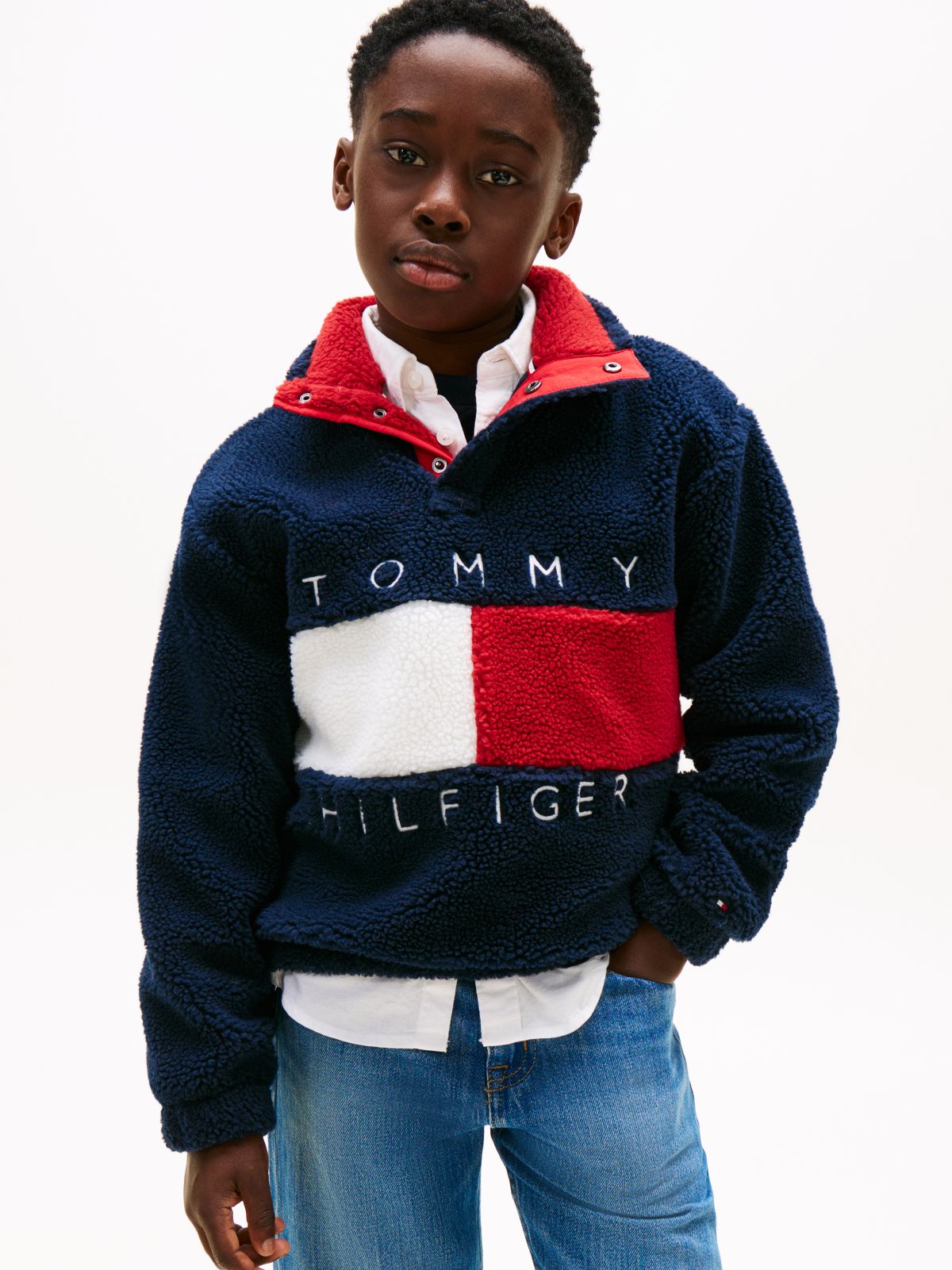Heritage Flag Teddy Fleece Sweatshirt — Blue
