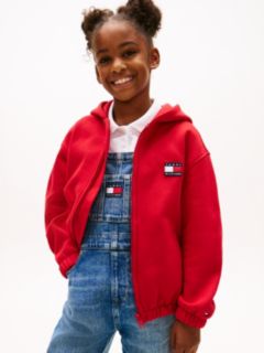 Colour-Blocked Back Logo Zip-Thru Hoody — Red 2
