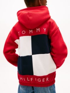 Colour-Blocked Back Logo Zip-Thru Hoody — Red 4