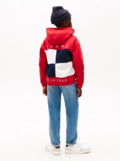Colour-Blocked Back Logo Zip-Thru Hoody — Red 7