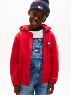 Colour-Blocked Back Logo Zip-Thru Hoody — Red 1