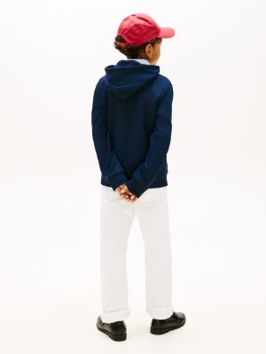 blau heritage hoodie aus terry mit flag-badge für gender-inclusive kinder - tommy hilfiger