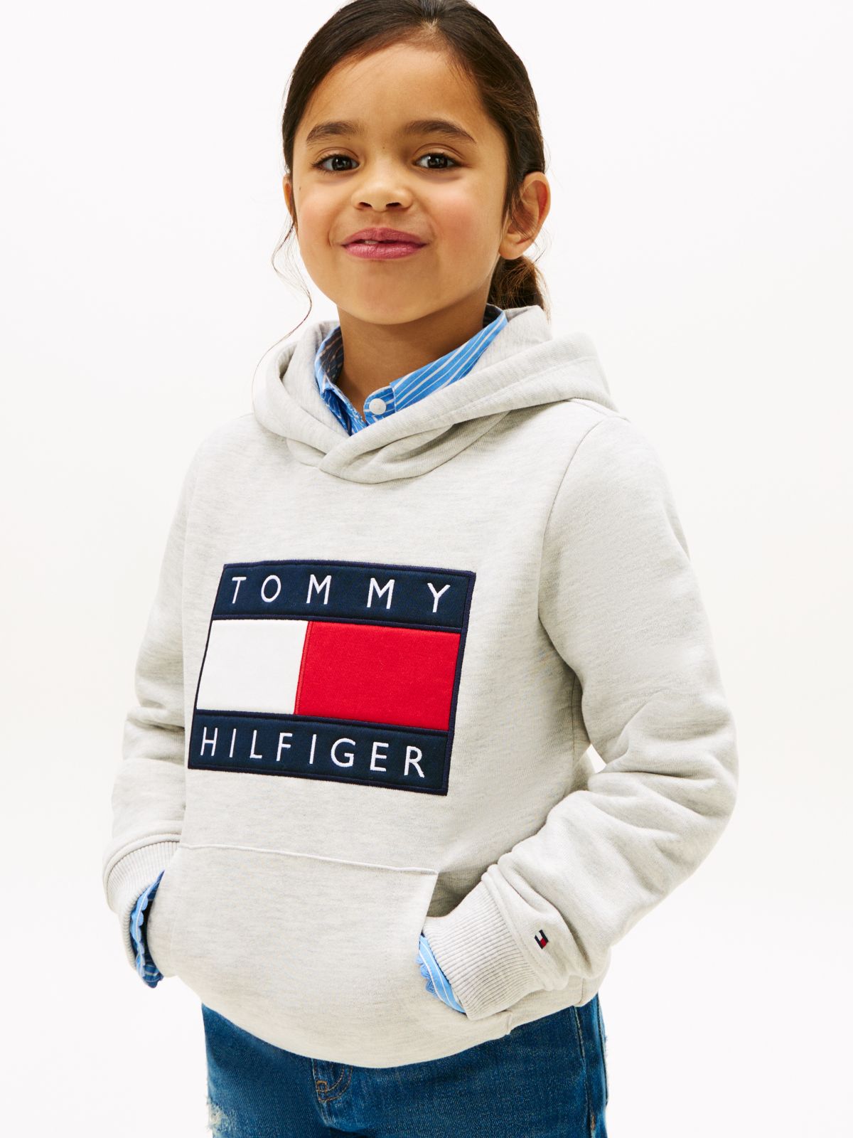 Heritage Flag Badge Terry Hoody — Grey