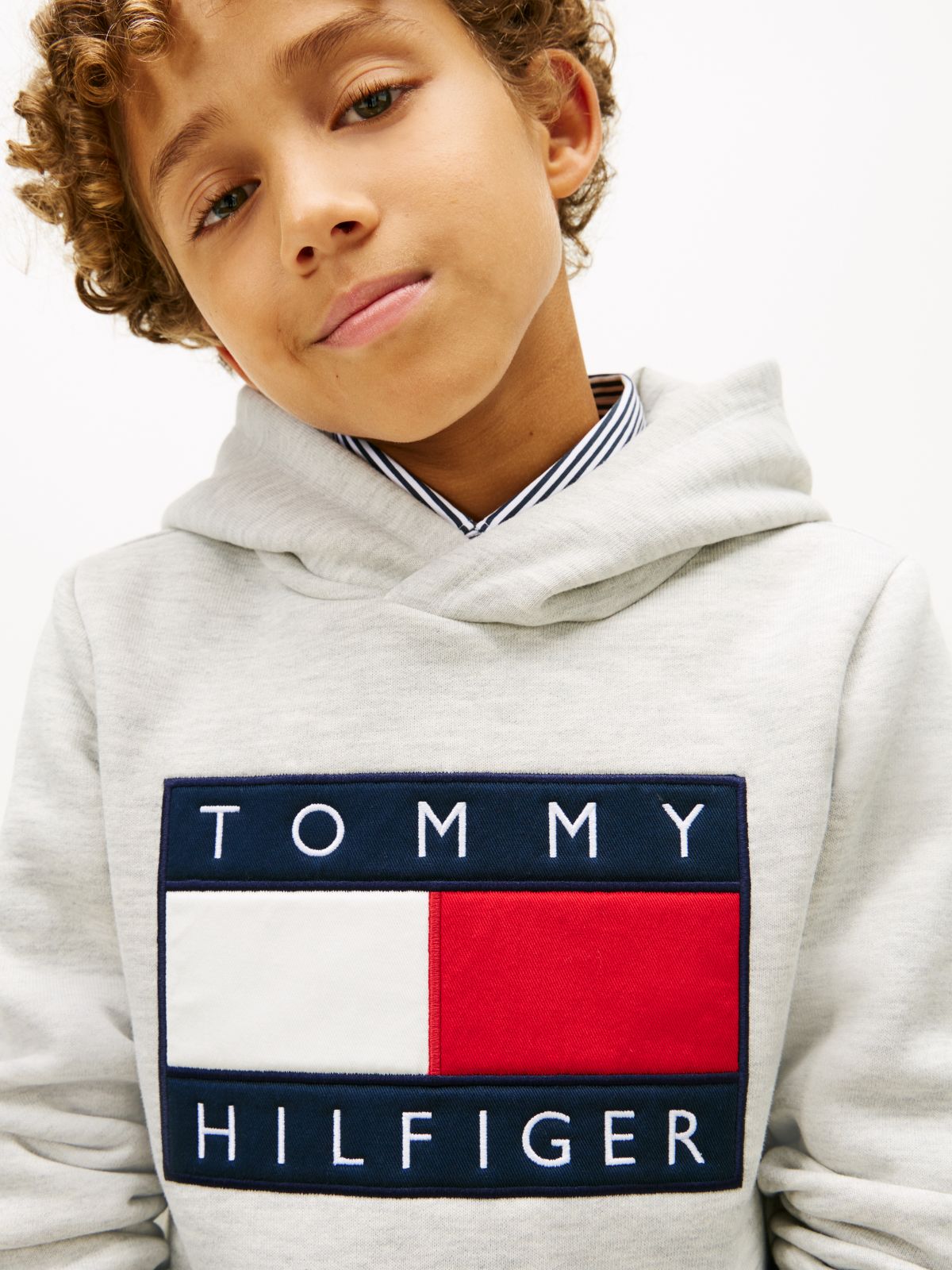 Heritage Flag Badge Terry Hoody — Grey