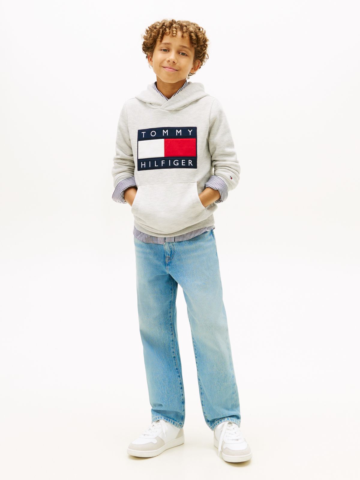 Heritage Flag Badge Terry Hoody — Grey