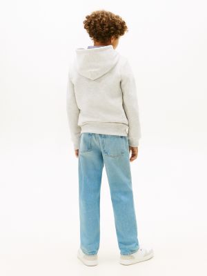 felpa heritage con cappuccio e distintivo grigio da gender-inclusive bambini tommy hilfiger