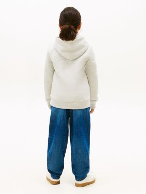 felpa heritage con cappuccio e distintivo grigio da gender-inclusive bambini tommy hilfiger