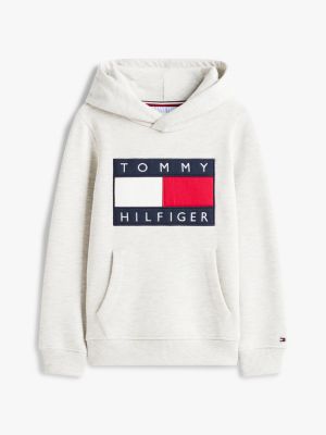 felpa heritage con cappuccio e distintivo grigio da gender-inclusive bambini tommy hilfiger