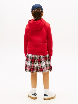 rot heritage hoodie aus terry mit flag-badge für gender-inclusive kinder - tommy hilfiger
