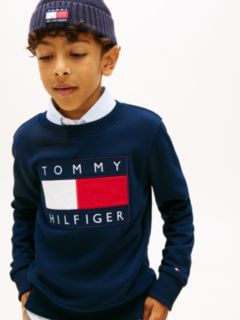 Heritage Flag Appliqué Crew Neck Sweatshirt — Blue 3
