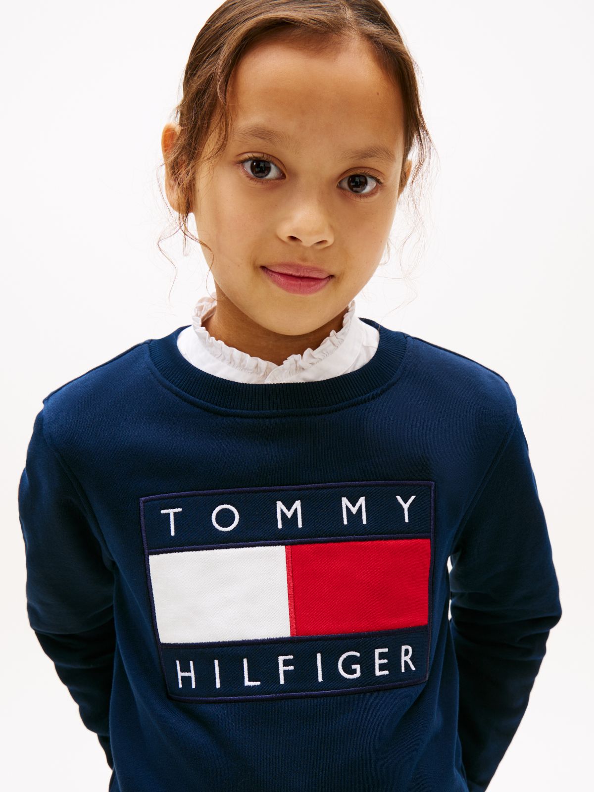 Heritage Flag Appliqué Crew Neck Sweatshirt — Blue