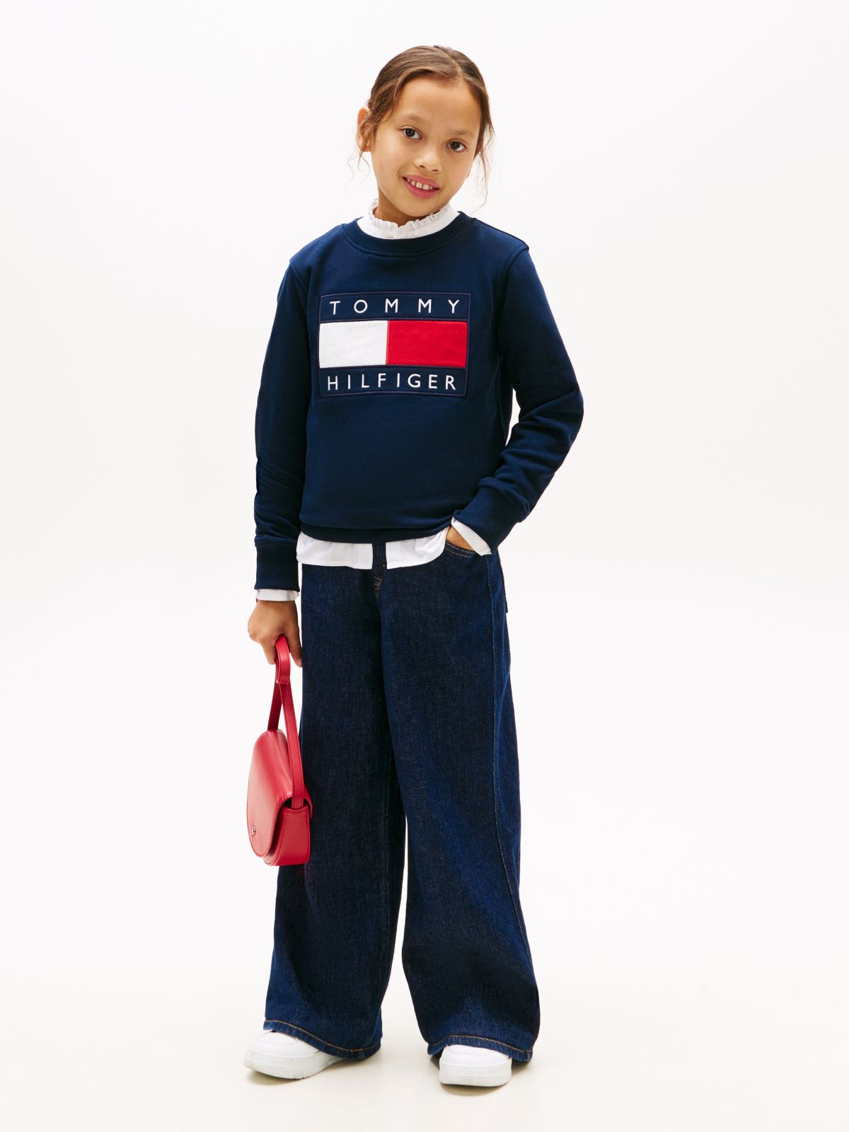 Heritage Flag Appliqué Crew Neck Sweatshirt — Blue
