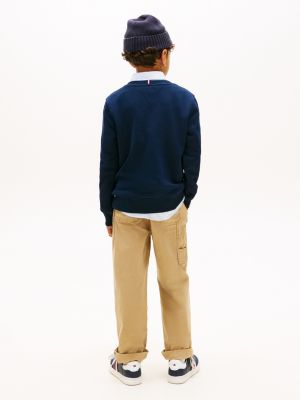 felpa heritage con applique del logo blu da gender-inclusive bambini tommy hilfiger