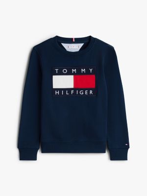 felpa heritage con applique del logo blu da gender-inclusive bambini tommy hilfiger