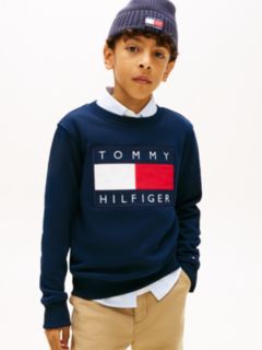 Heritage Flag Appliqué Crew Neck Sweatshirt — Blue 1