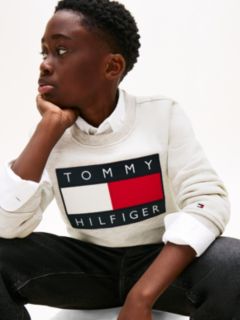 Heritage Flag Appliqué Crew Neck Sweatshirt — Grey 3