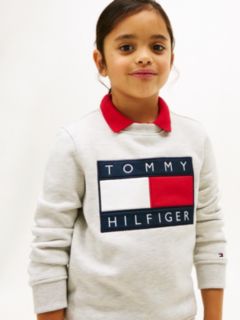 Heritage Flag Appliqué Crew Neck Sweatshirt — Grey 4