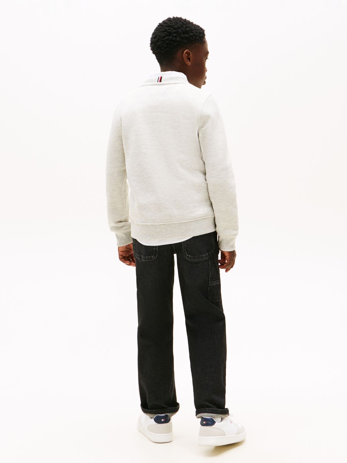 Heritage Flag Appliqué Crew Neck Sweatshirt — Grey