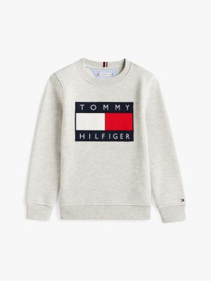 felpa heritage con applique del logo grigio da gender-inclusive bambini tommy hilfiger