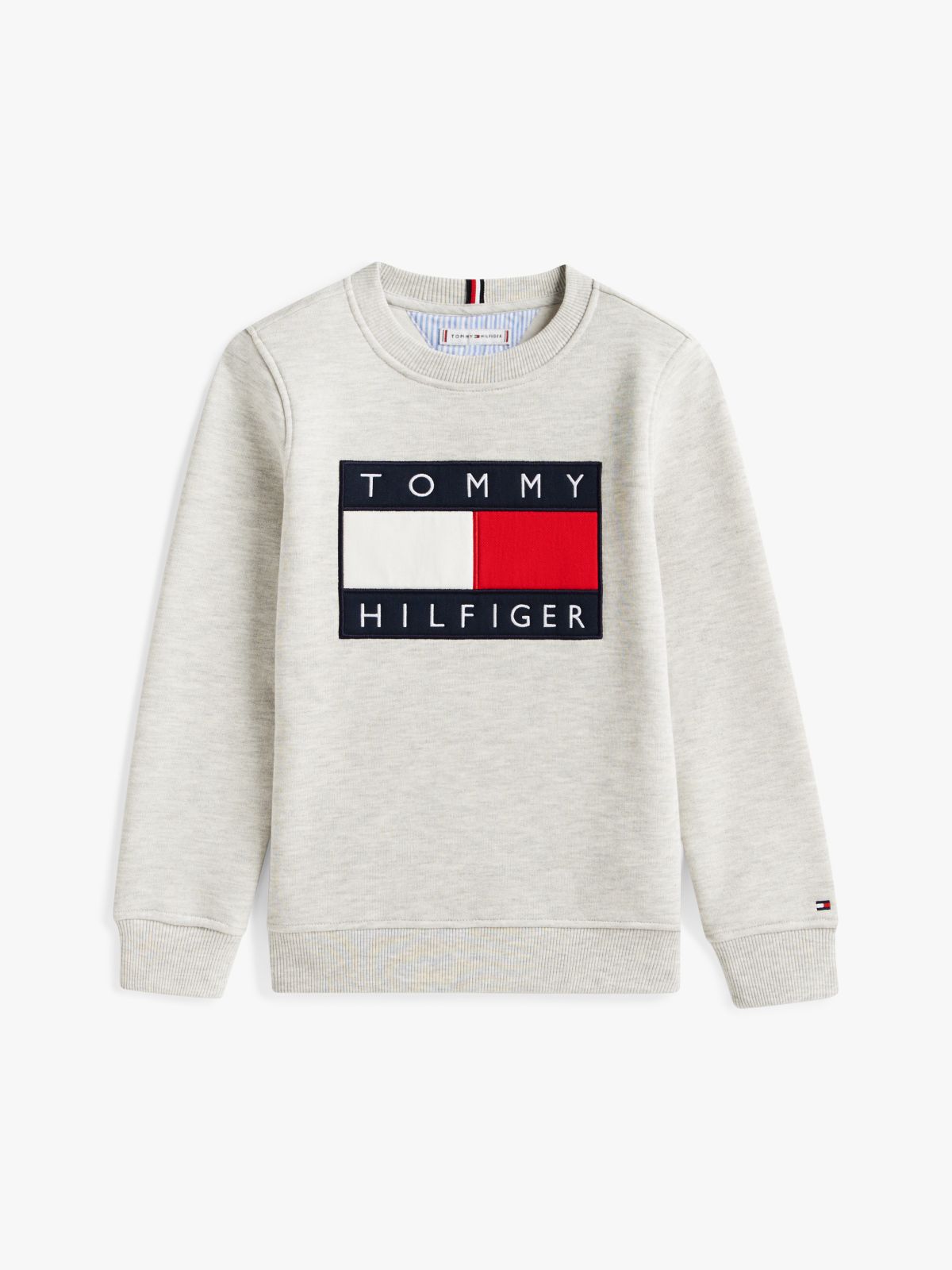 Heritage Flag Appliqué Crew Neck Sweatshirt — Grey