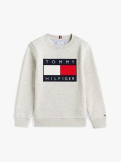 Heritage Flag Appliqué Crew Neck Sweatshirt — Grey 9