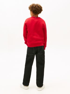 felpa heritage con applique del logo rosso da gender-inclusive bambini tommy hilfiger