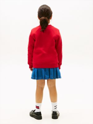 felpa heritage con applique del logo rosso da gender-inclusive bambini tommy hilfiger