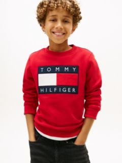Heritage Flag Appliqué Crew Neck Sweatshirt — Red 1