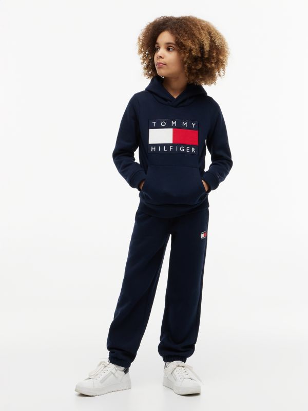 Heritage Flag Logo Cuffed Drawstring Joggers — Blue